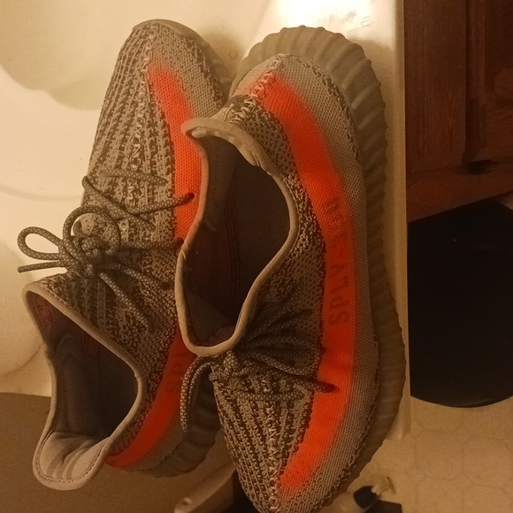 Yeezysize 13 and colors are Grey black and orange